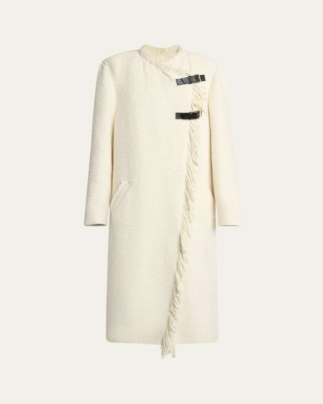 Gameia Long Fringe-Trim Linen Coat